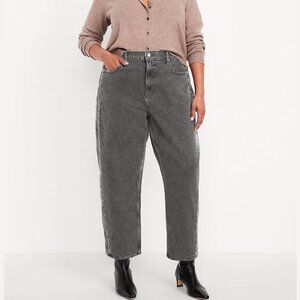 OLD NAVY High-Rise Barrel Leg Jeans Ankle Balloon Leg Grey Wash Women's 12 x 25"